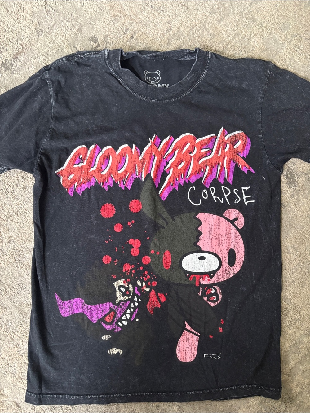 Bloomy Bear Corpse Graphic Tee - Black Pink